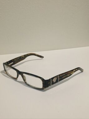 Authentic Versace 3087 662 Striped Tortoiseshell Rectangular Eyeglasses, Italy